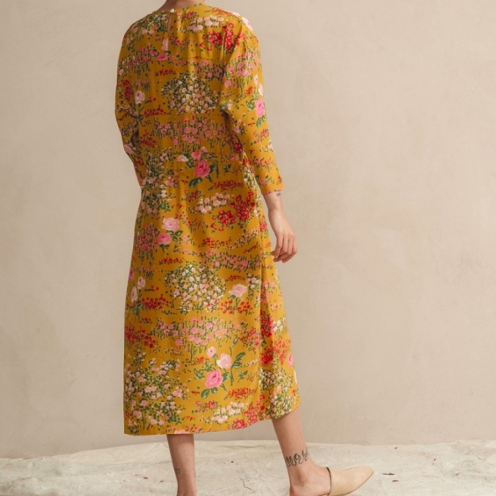 No. 6 Vibrant Yellow Floral Midi Dress - Picture 8 of 16